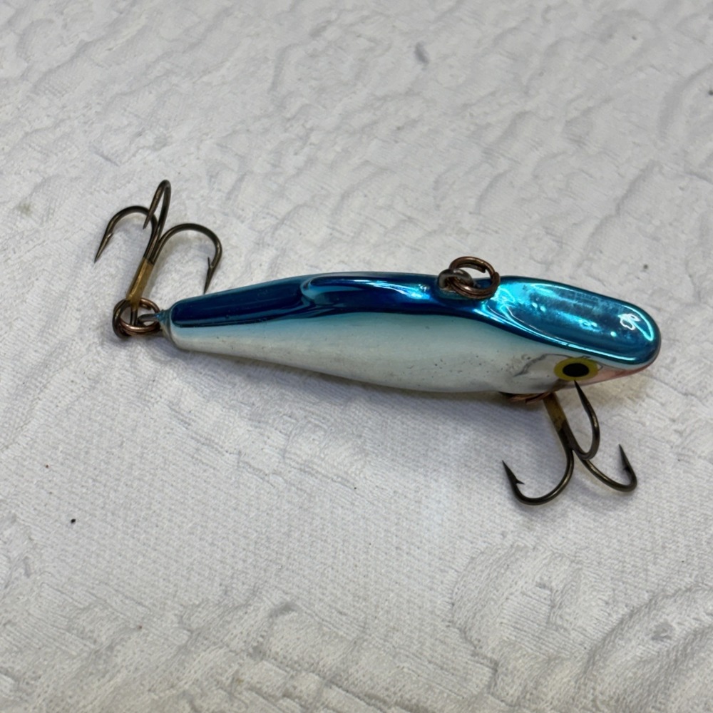 Old Used Vintage Ratt'Lin' Rapala Fishing Lure 3" Rattling Blue Fishing Bait